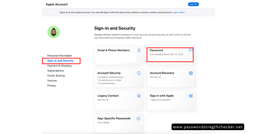 apple password change