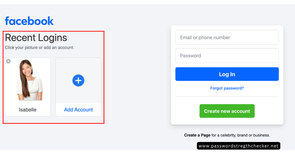 facebook password